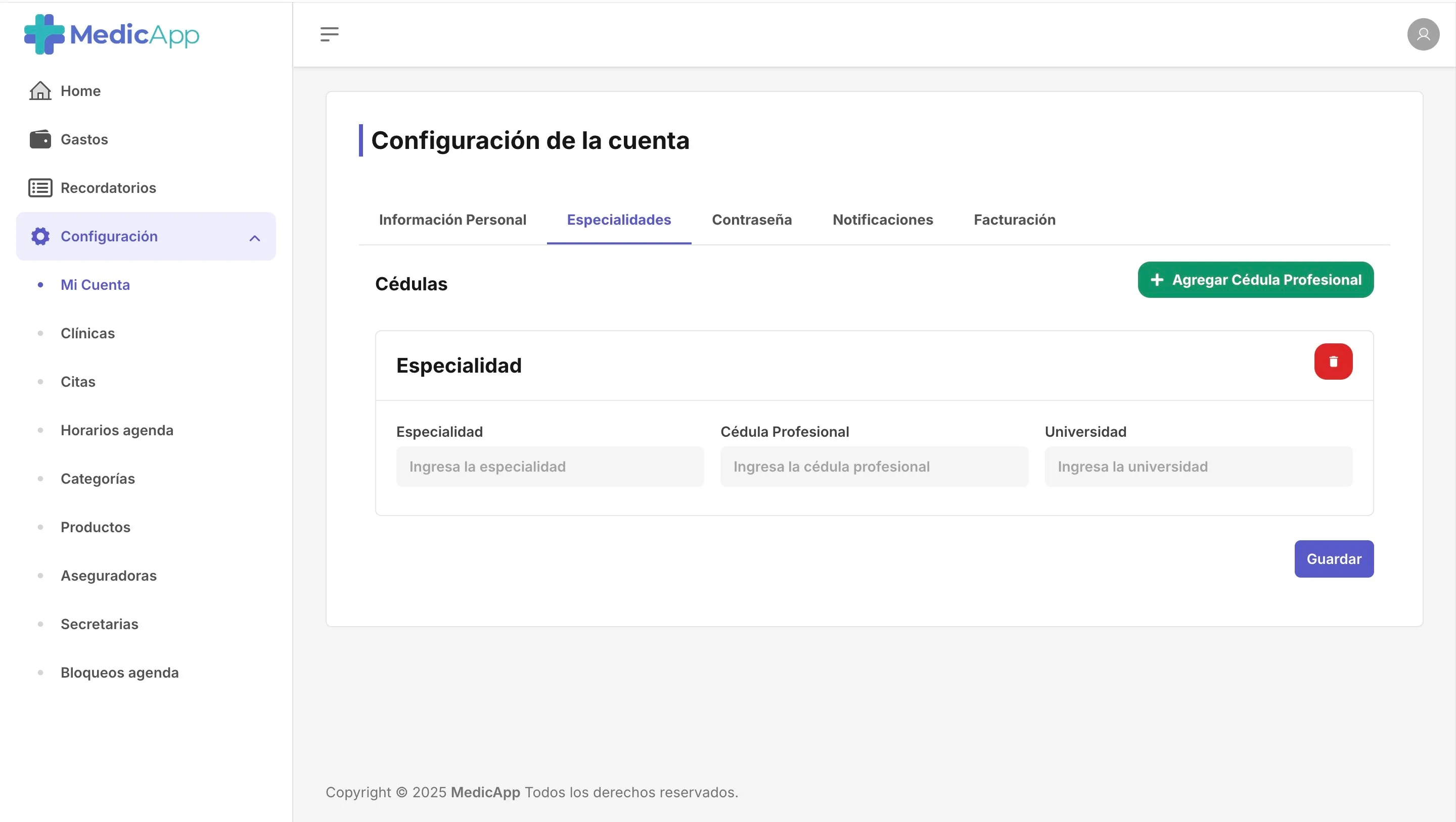 Pantalla de MedicApp